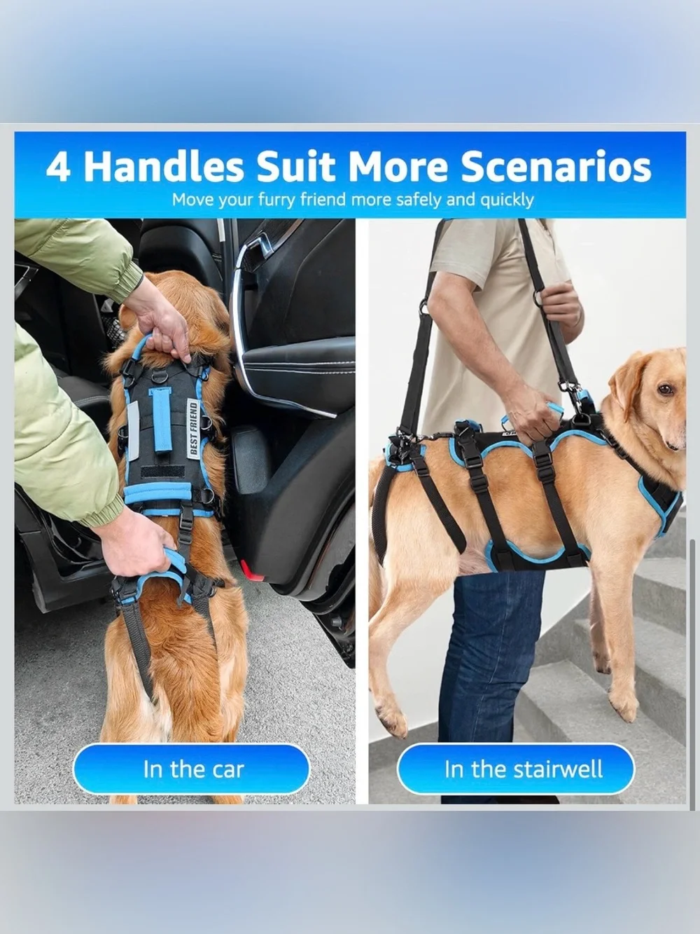 Lafoty Dog Lift Harness For Male Dogs (Medium, Black) 563/DC-3:v